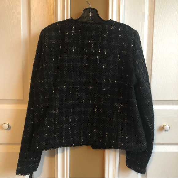 Halogen Black Gold Metallic Raw Hem Tweed Jacket - Picture 4 of 8